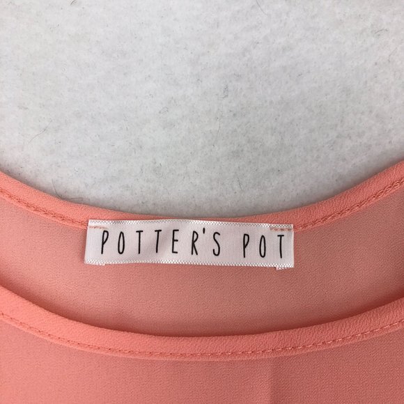 Potter's Pot NWOT Women's Size Small Peach White Lace Trim Sleeveless Camisole - Picture 8 of 10